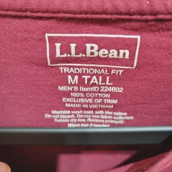 L.L. BEAN MAROON LONG SLEEVE TEE, SZ MEDIUM TALL, 100% COTTON, LIKE NEW! - Picture 3 of 5